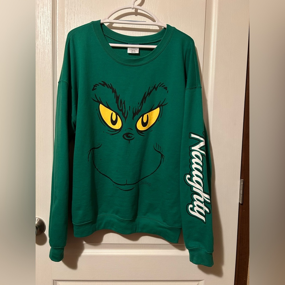 The Grinch Sweatshirt with Naughty Sleeve